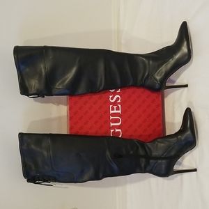 GUESS Over-the-Knee Black Faux Leather Boots